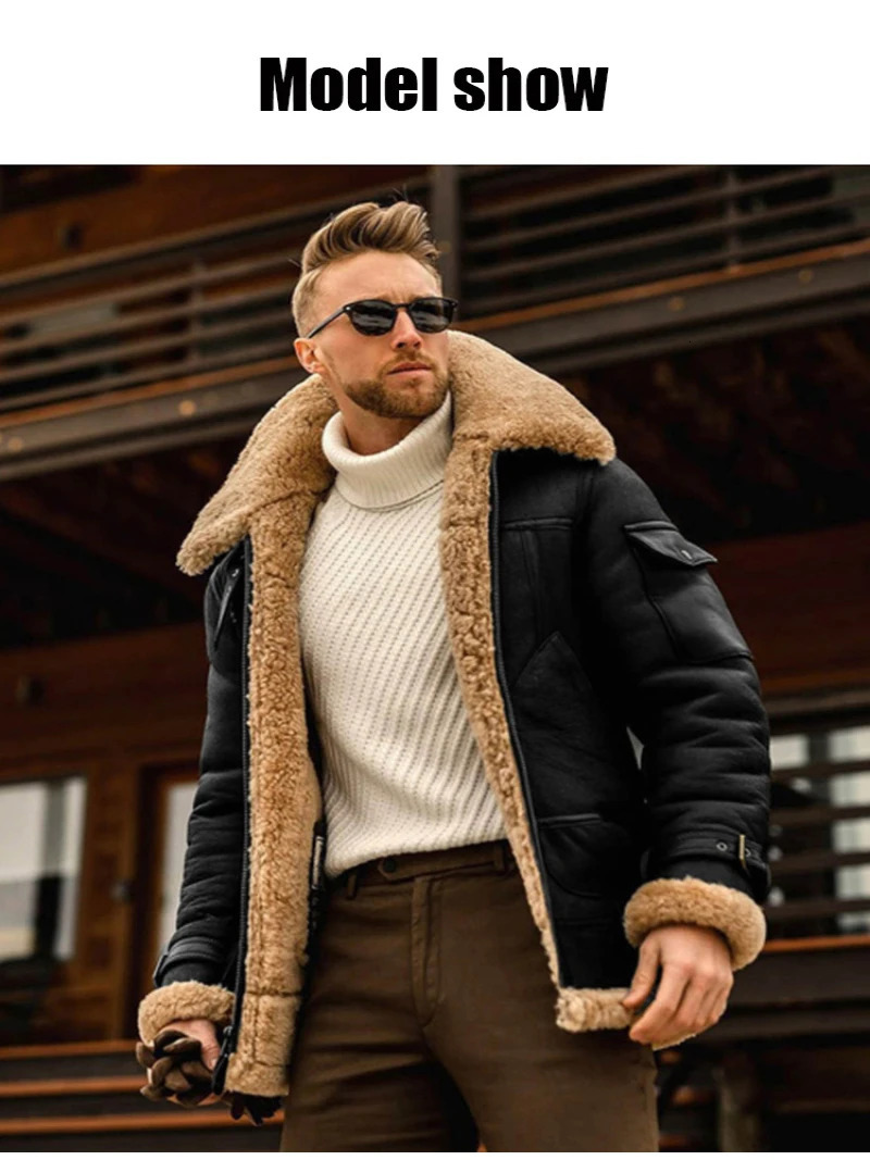 Mens fur allinone jacket midlength coat thickened leather autumn and winter mens coat fur midlength thickened jacket 250120