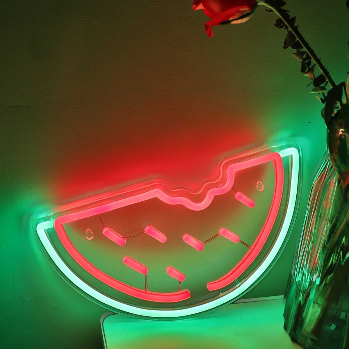 New Arrival 1pc Creative Watermelon Wall LED Art Neon Sign Light For Home Rome Shop Party Kitchen Pub Club Bar Decoration 11.61*6.1 Z250118