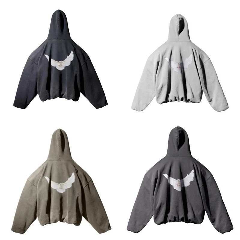 Dove Print Hooded Hoodie Men Women Streetwear Sweatshirts High Quality Season 6 Loose Heavy Fabric Pullover WY634 X250129