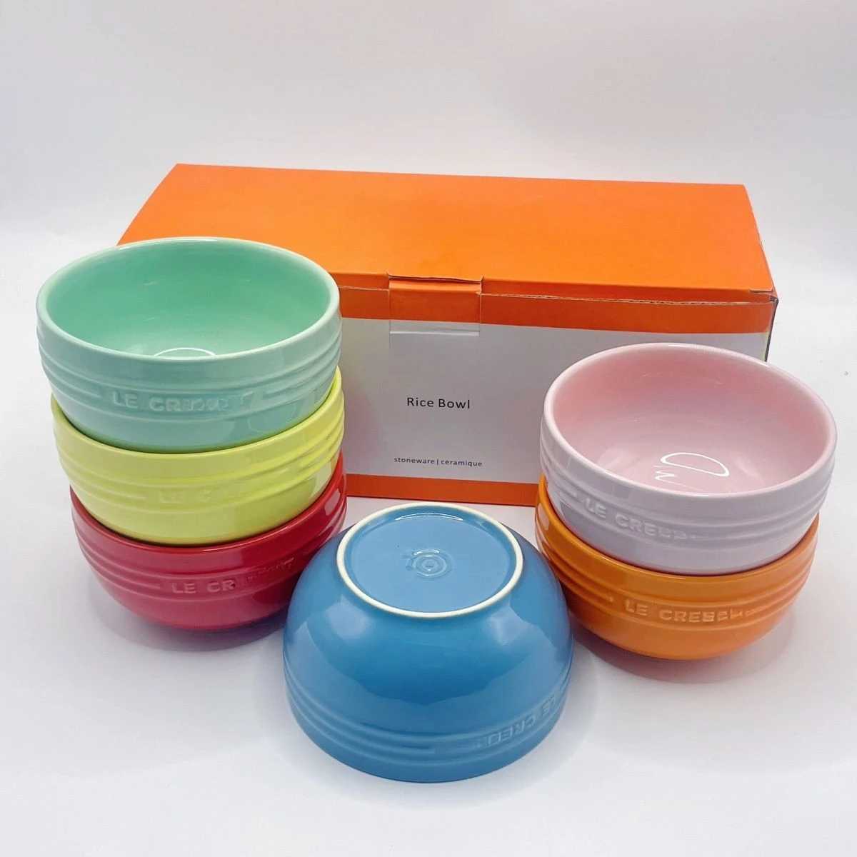 French Rice Bowl 11 X 6cm Ceramic Dessert Light Rainbow Stoneware Porcelain Candy Color Ramen Noodle Soup Bowls Tableware X250129