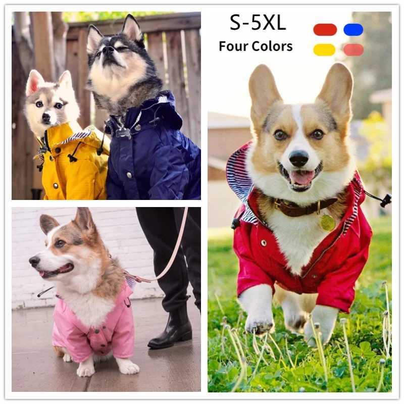 Dog Zip Up Raincoat with Reflective Buttons Pet Jacket WindbreakerDog Raincoat for Large Dogs with Hood S-5XL Large BreedXJ250121