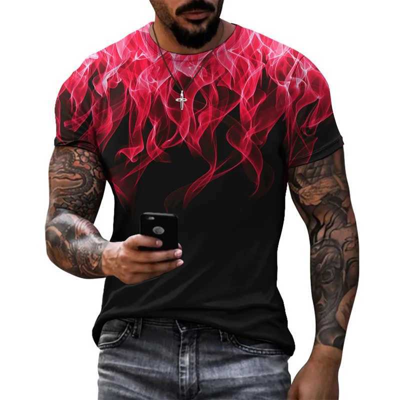 Summer Fashion Personality Flame graphic t shirts For Men Casual Hip Hop Harajuku Sports Tees 3D Leisure Print Short Sleeve TopsXJ250117