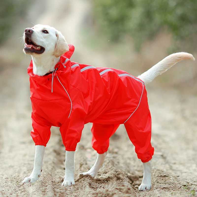 Pet Dog Raincoat Reflective Waterproof Zipper Clothes High Neck Hooded Jumpsuit For Small Big Dogs Overalls Rain Cloak LabradorXJ250121