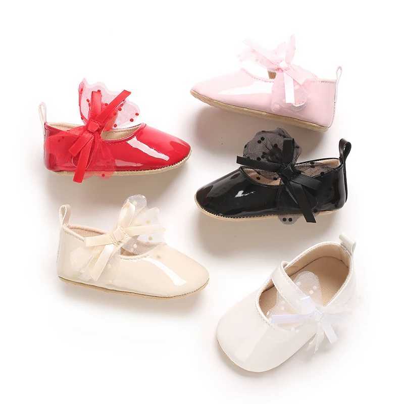 Girls Baby Shoes Bow Princess Flat Bottom Anti slip Soft Bottom Walking Newborn Crib Dress Shoes 0-18M X250129