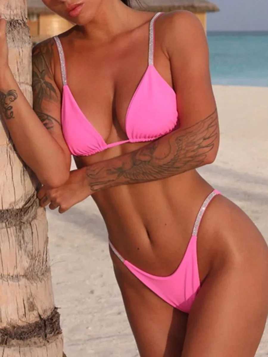 Sexy Shiny Sequins Mini Micro Thong Bikini Women Swimsuit Fe Swimwear Two pieces Bikini set Brazilian Bathing Suit Swim LadyXJ250120