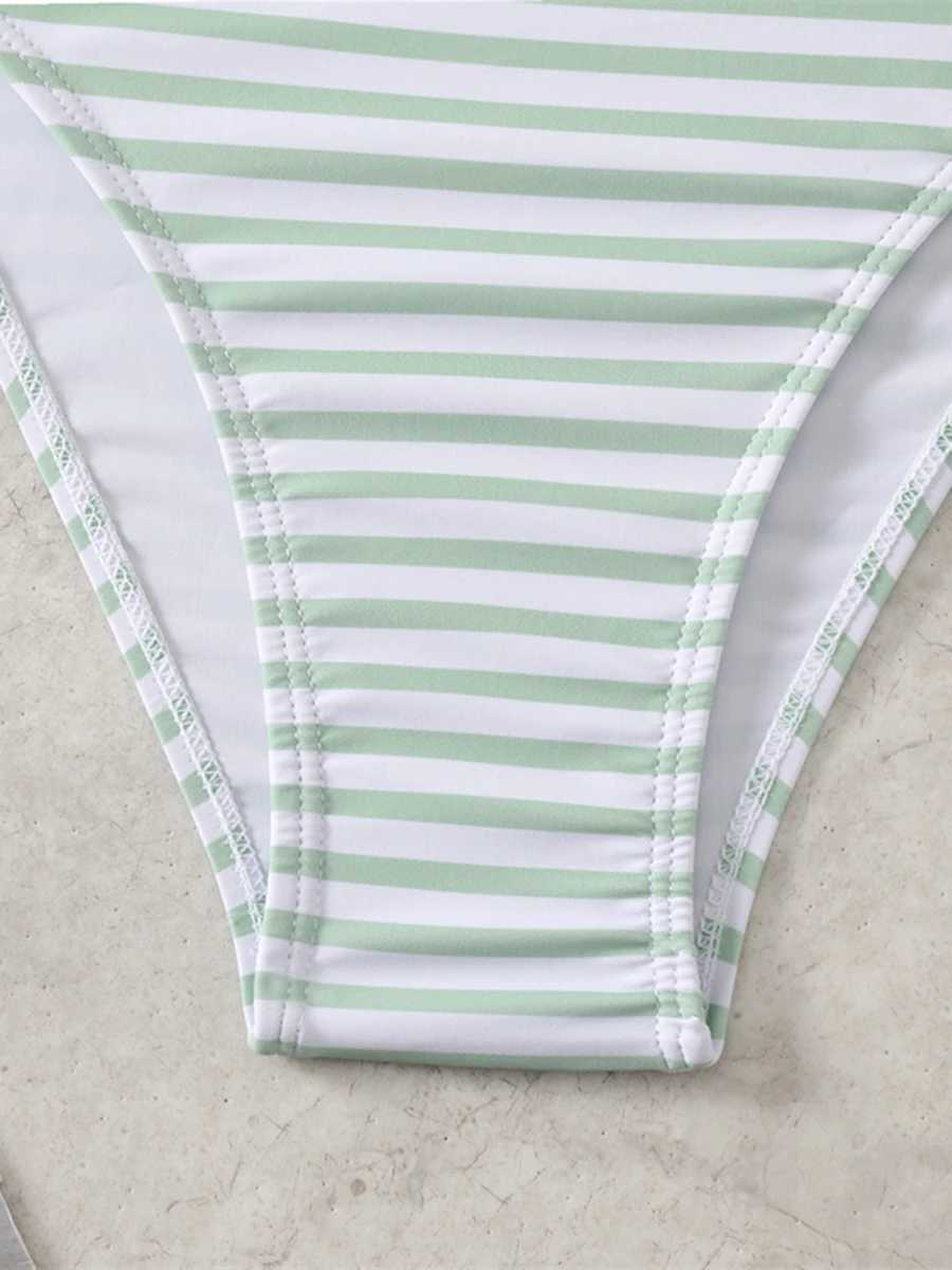 2024 Striped Strappy Two Piece Bikini Swimsuit Women Swimwear Fe Bathers Bathing Swimming Swim Suit BeachwearXJ250120