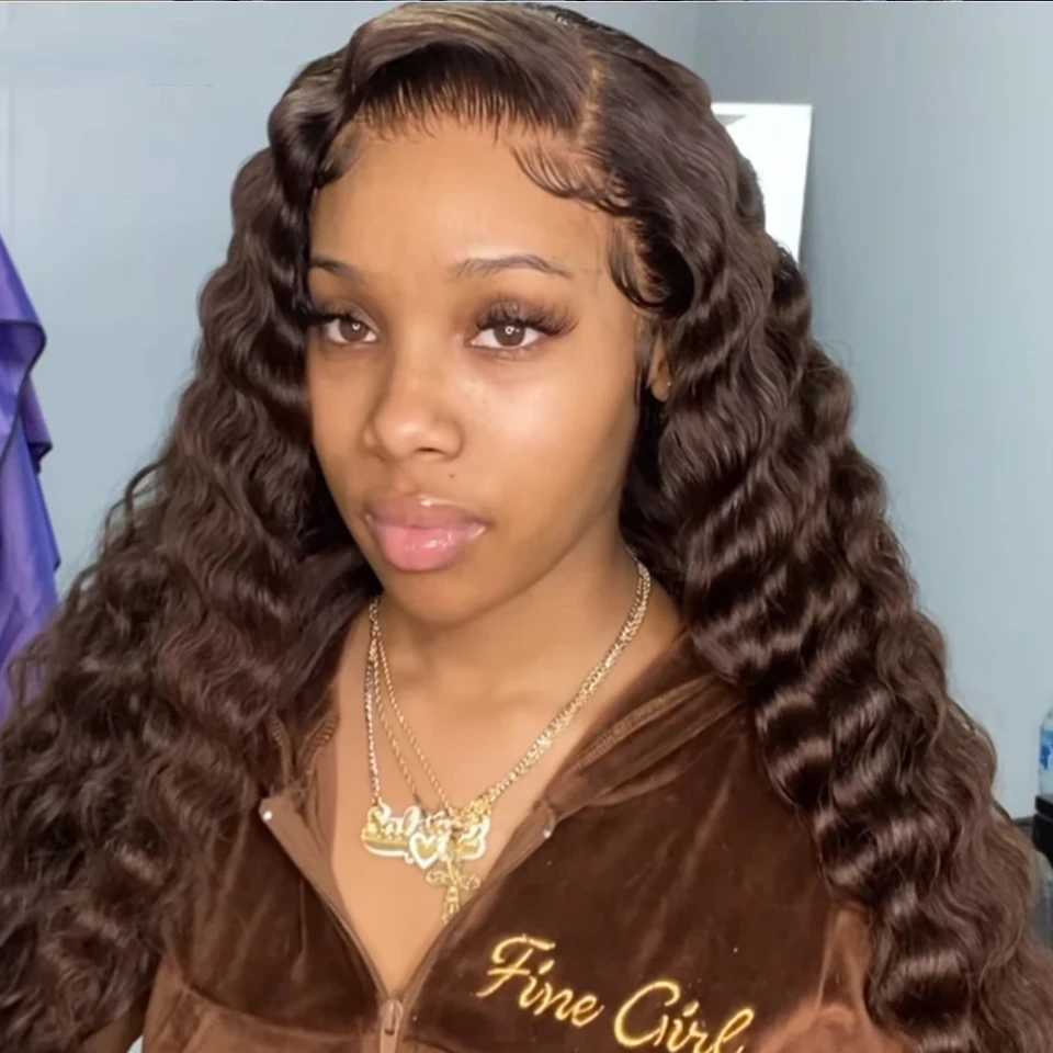 #4 Chocolate Dark Brown Loose Deep Wave Human Hair Bundles With Clo 4x4 13x4 HD Lace Frontal 100% Remy Human Hair BundlesXJ250120