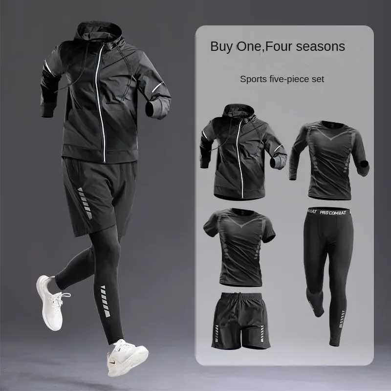All season mens sportswear set/set - track and field clothing for running cycling fitness and hiking gym mens clothing jogging boxing 5 pieces X250129