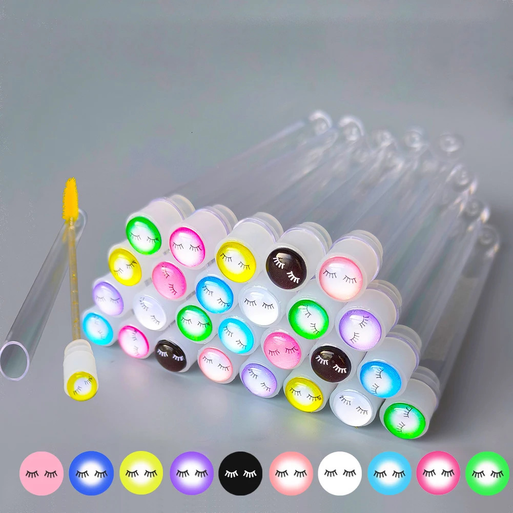 50pcs Reusable Mascara Wand Tube Disposable Eyelash Extension Brush Wand Replaceable Dust-proof Eyebrow Eye Lash Brushes 250121