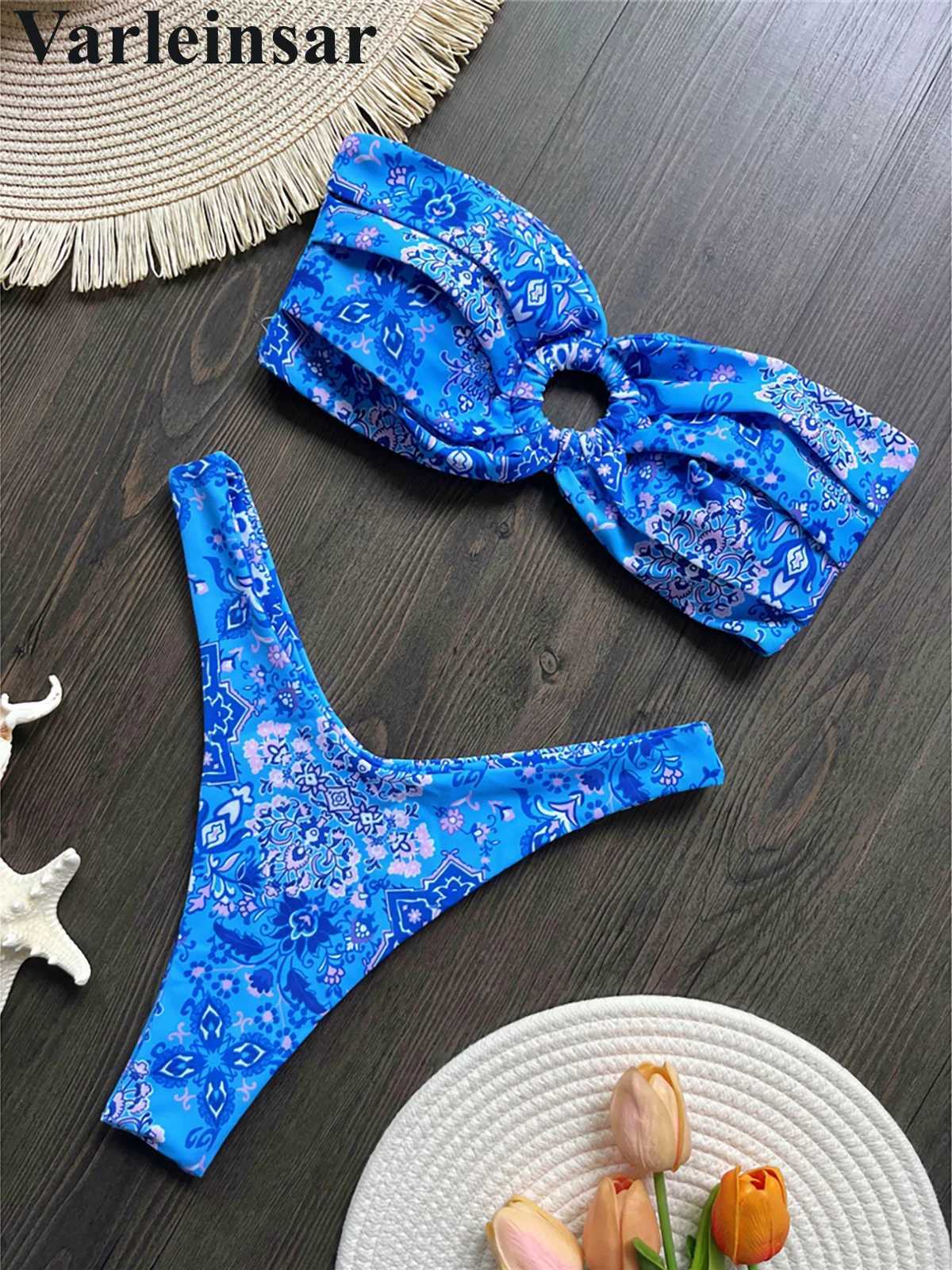 Sexy Colorful Floral Printed Bandeau Bikini Fe Swimsuit Women Swimwear Two-pieces Bikini set Bather Bathing Suit Swim V6137XJ250120
