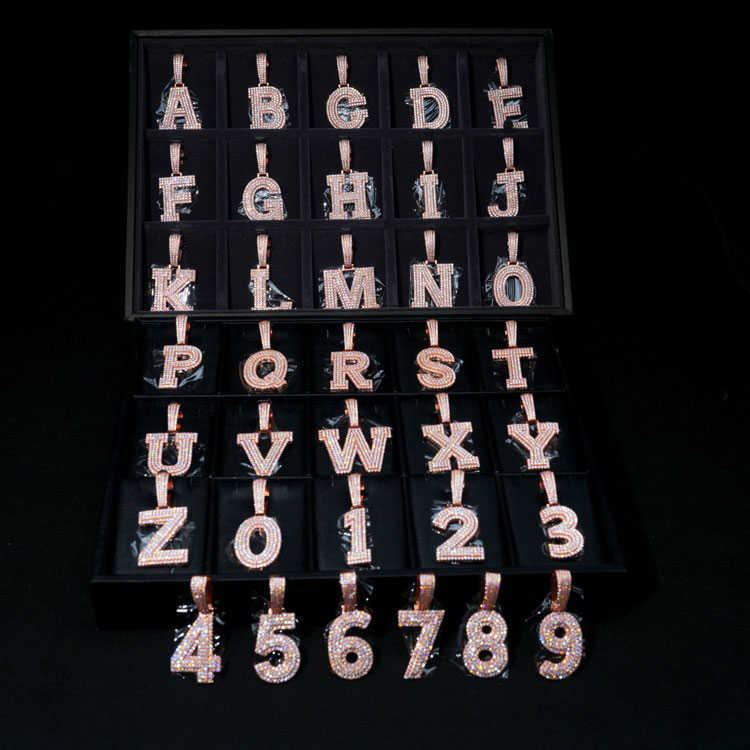 Custom personalized letters numbers name pendant 925 sterling silver Vvs moissanite cuban link chain hip hop men necklace