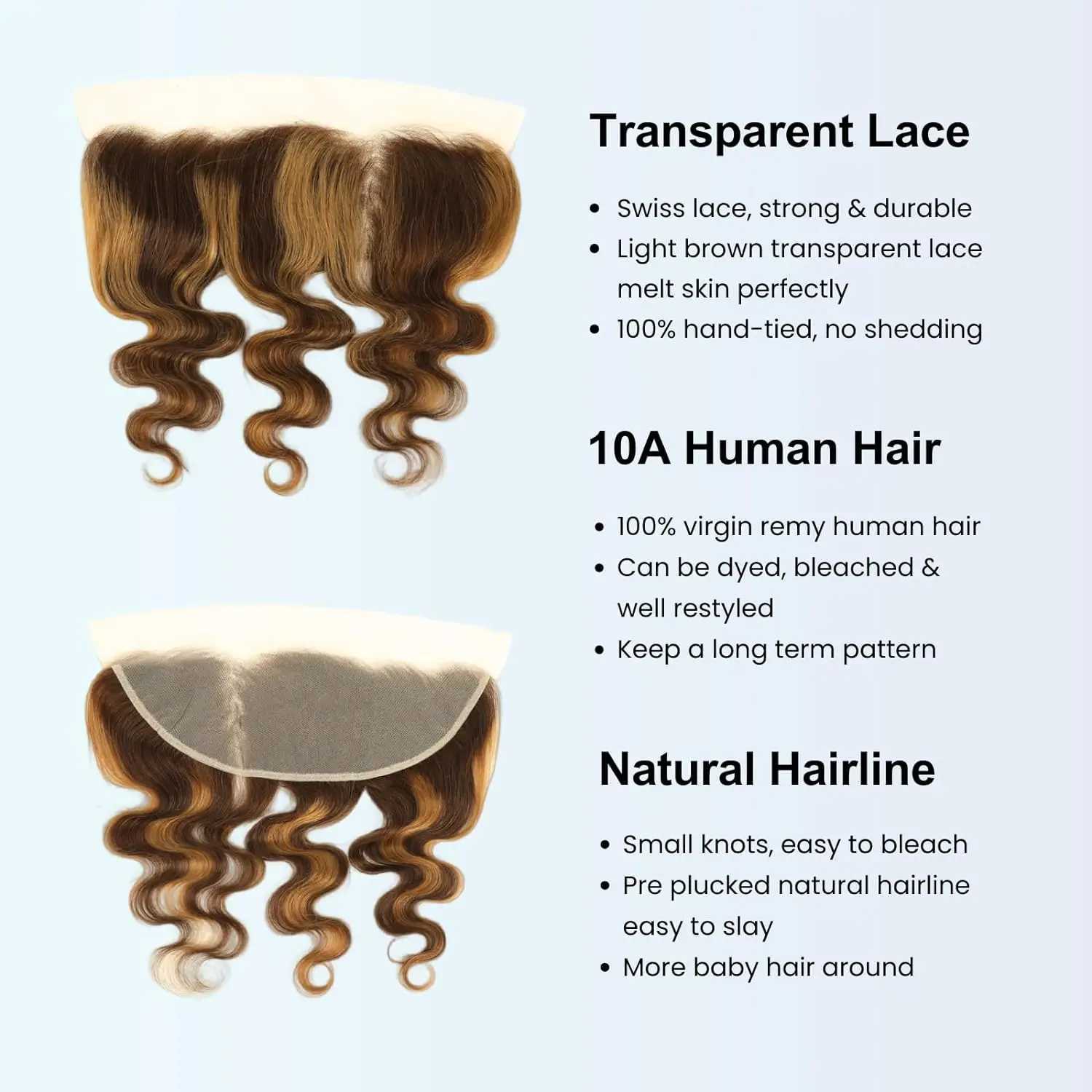 Bundles With Frontal Body Wave Honey Blonde Highlight 3 Bundle with 13x4 Lace Frontal Clo P4-27 Natural Brazilian Human HairXJ250120