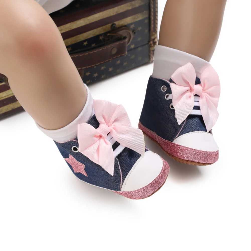0-18M Pink Baby Shoes Lovely Bow Princess Fashion Sneakers Infant Toddler Soft sole No Slip First Walkers baby Christening Shoes X250129