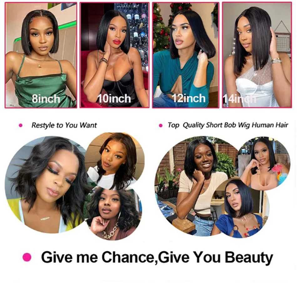 Short Straight Bundles With Clo 3/4 Bundles With Frontal Brazilian Unprocessed Virgin Short Bob Hair Tissage Cheveux HumainXJ250120