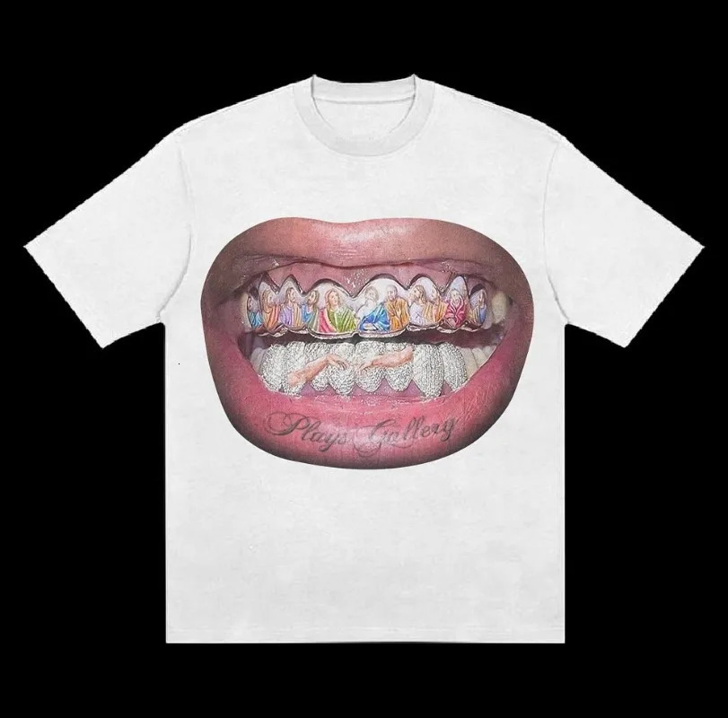 Y2K mens t shirts vintage Harajuku Gothic print pattern Hip Hop men women Streetwear oversized shirt Punk Cotton Loose 250122