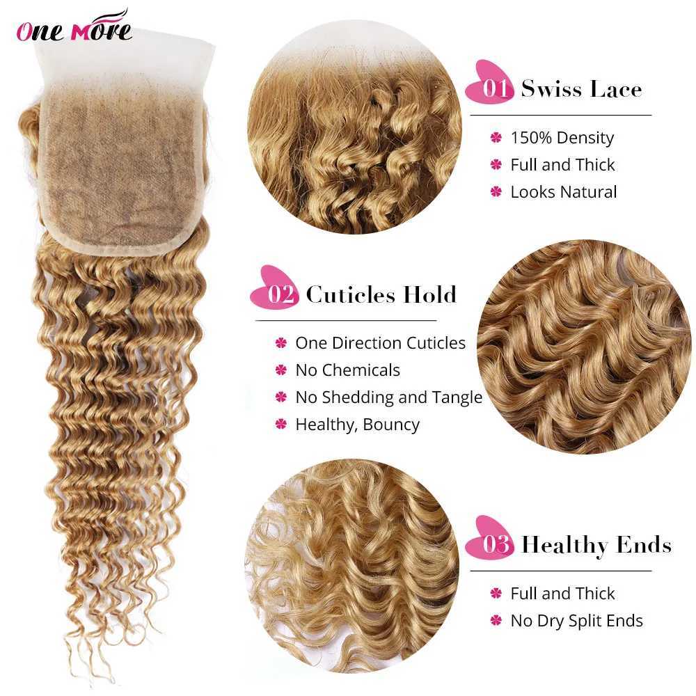 Loose Deep Wave Bundles With Clo Honey Blonde Colored Human Hair Bundles With Clo 3/4 Bundles With Clo 4x4 LaceXJ250120