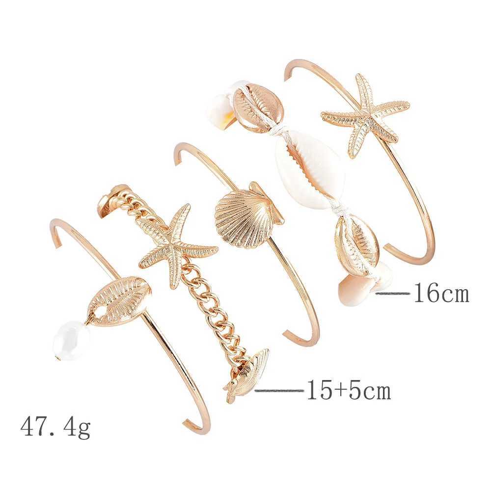 5pcs/lot Bohen Mixed Golden Shell Starfish Bracelet Wen Summer Beach Casual Jewelry Accessories Friendship Gift X250129