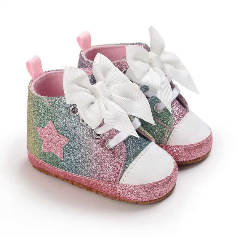 Newborn Baby Boys Girls High Tops Star Sneakers Soft Anti-Slip Sole Moccasins Infant Newborn Toddler First Walking Crib Shoes X250129