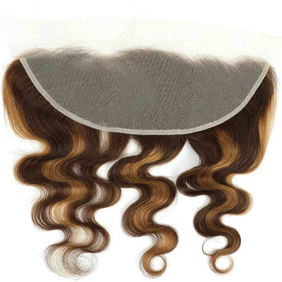 Highlight Bundles With Clo Brazilian Human Hair Ombre Body Wave Bundle With Frontal P4/27 Brown Color Remy Hair Weave BundleXJ250120
