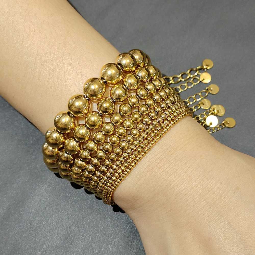 1 Pcs Quality Metal Jewelry Unisex Stainless Steel Round Beads Chain Waterproof Accessories Bracelet Daily Life Leisure Gifts X250129