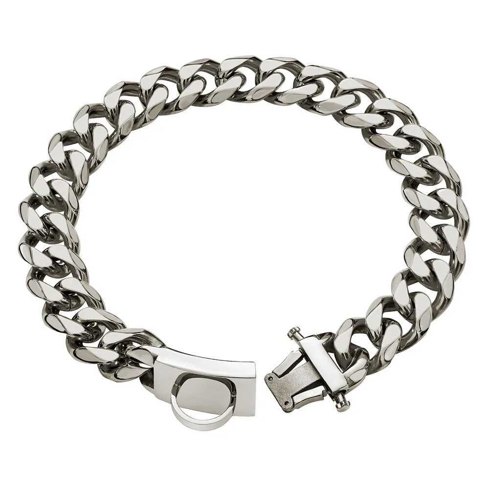 Big dog chain collar buckle sturdy heavy-duty 19MM thick and wide stainless steel metal cubic chain link suitable for large dogs X250129