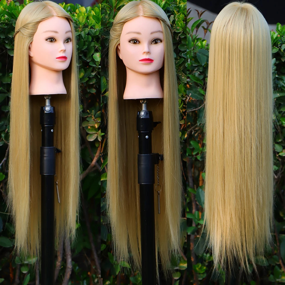 Female Styling Training Mannequin Head With Synthetic Hair For Braiding Hairstyle Practice Hairdresser Dummy Dolls Head Stan 250114