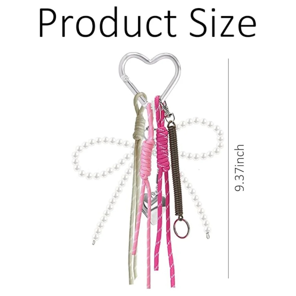 Bag Charms Cute Keychain Rope Pearl Bow Bag Charms for Handbags Y2K Keychain Accessories for Women Bag Purse Decor 250122