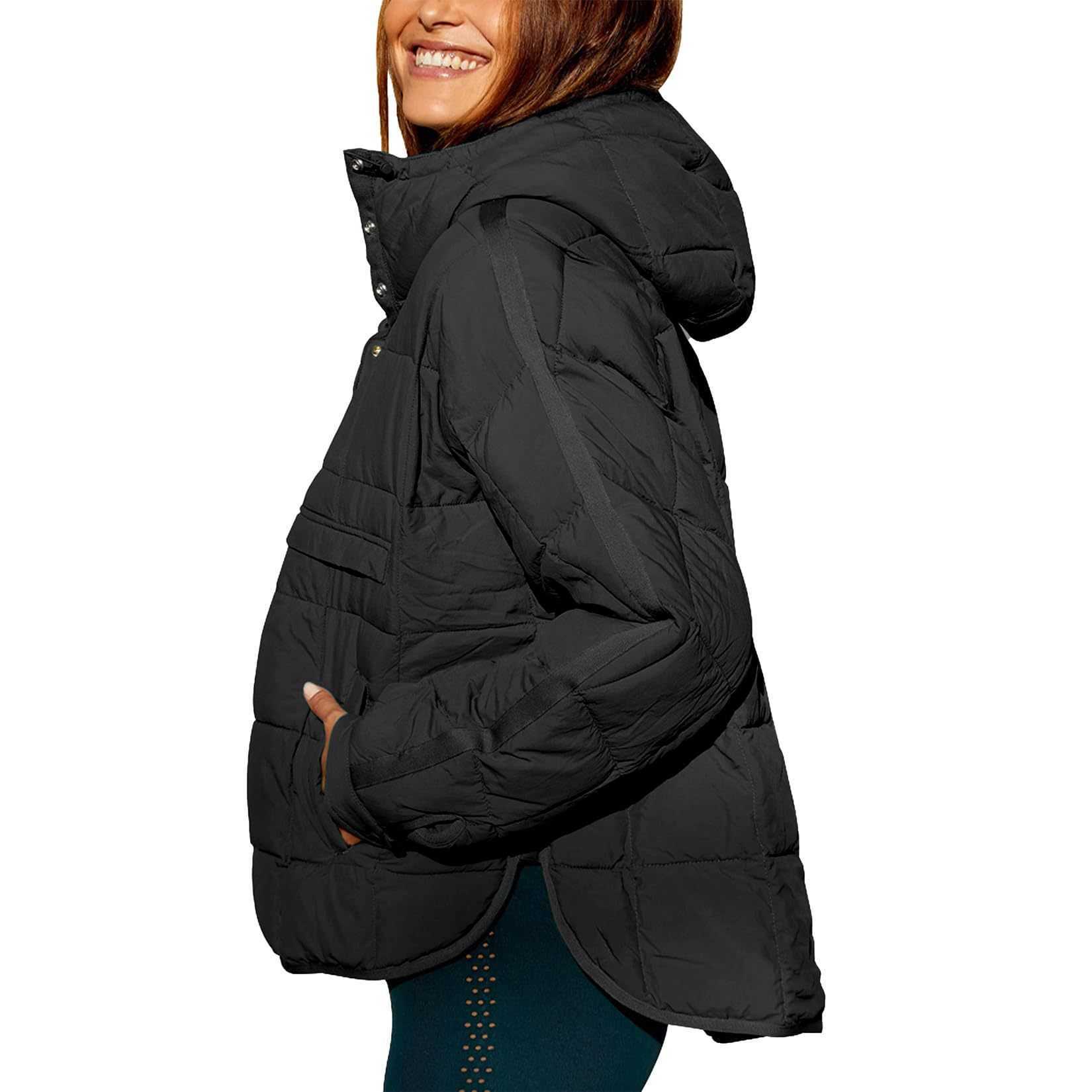 Autumn Winter Solid Color Hooded Cotton Jacket Foldable Fillet Head Pocket Long Sleeve Jacket for Women Womens Leather Womens Jacket 241209