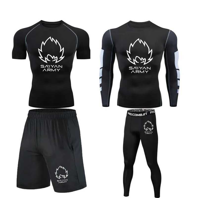 Brand mens running suit compression T-shirt tight pants sportswear gym jogging fitness sportswear training Rashguard T-shirt mens MMA X250129