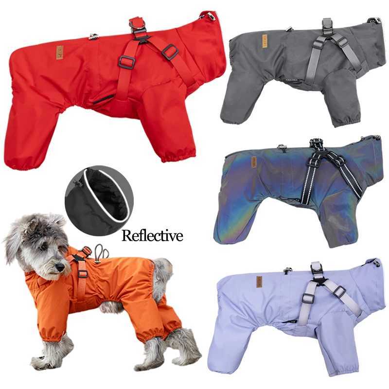 Waterproof Pet Jumpsuit for Small Large Dogs Raincoat with Harness Reflective Puppy Jacket French Bulldog Chihuahua Pug ClothesXJ250121
