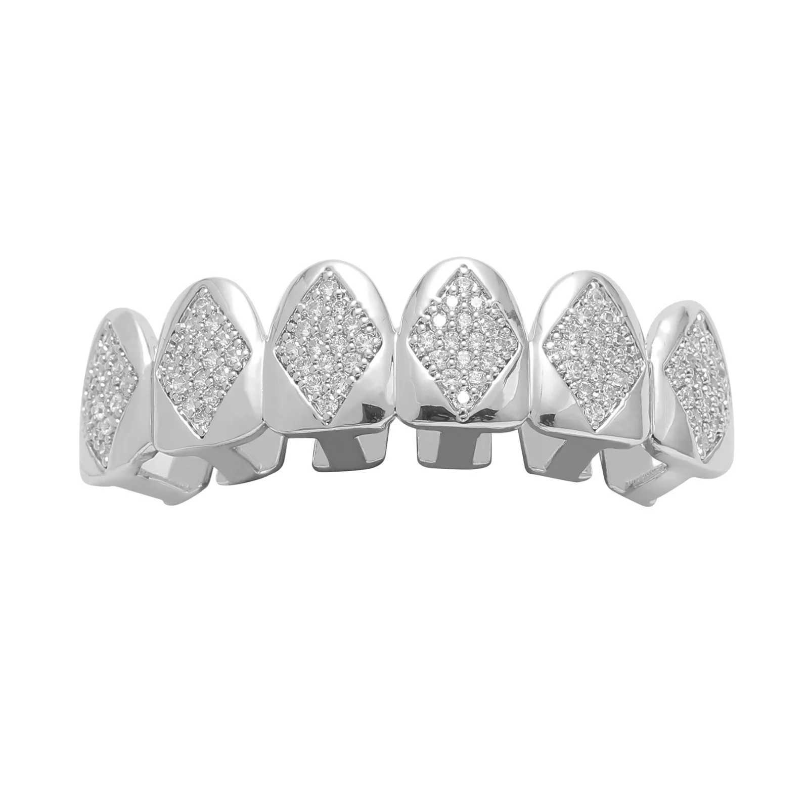 Hip Hop Iced Out Teeth Grillz Gold Plated Dental Grills Rock Tooth Grillz Caps Crystal Teeth Caps Halloween Vampire Tooth GiftXJ250114