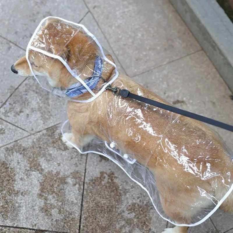 1pc Transparent Hooded Pet Dog Plastic Raincoat Dog Clothes Poncho For Small Dogs Little Puppy Pet Outdoor AccessoriesXJ250121