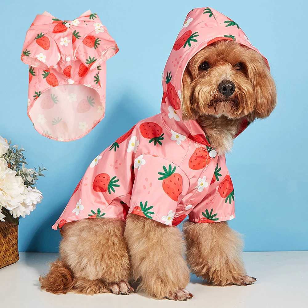 Waterproof Strawberry Raincoat Small Dog All-inclusive Raincoat Pet Breathable Puppy Clothes Comfortable Universal Pet SuppliesXJ250121