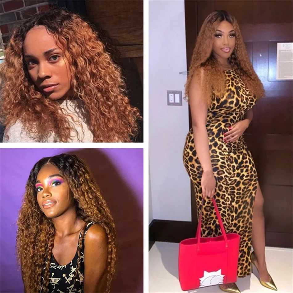 12A Ombre Brazilian Virgin Curly Hair 3 Bundles With Clo Ombre Deep Wave 3 Bundles With Clo 100% Human Hair With CloXJ250120