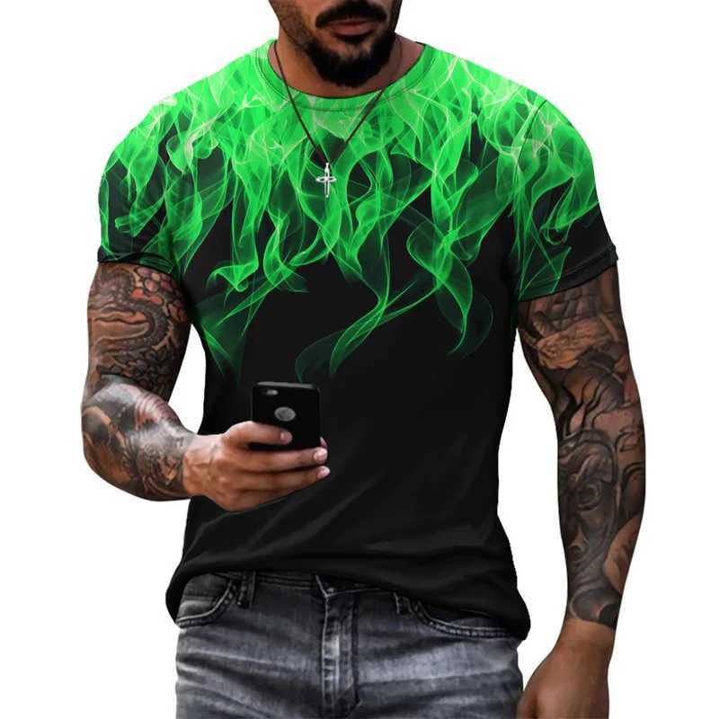 Summer Fashion Personality Flame graphic t shirts For Men Casual Hip Hop Harajuku Sports Tees 3D Leisure Print Short Sleeve TopsXJ250117