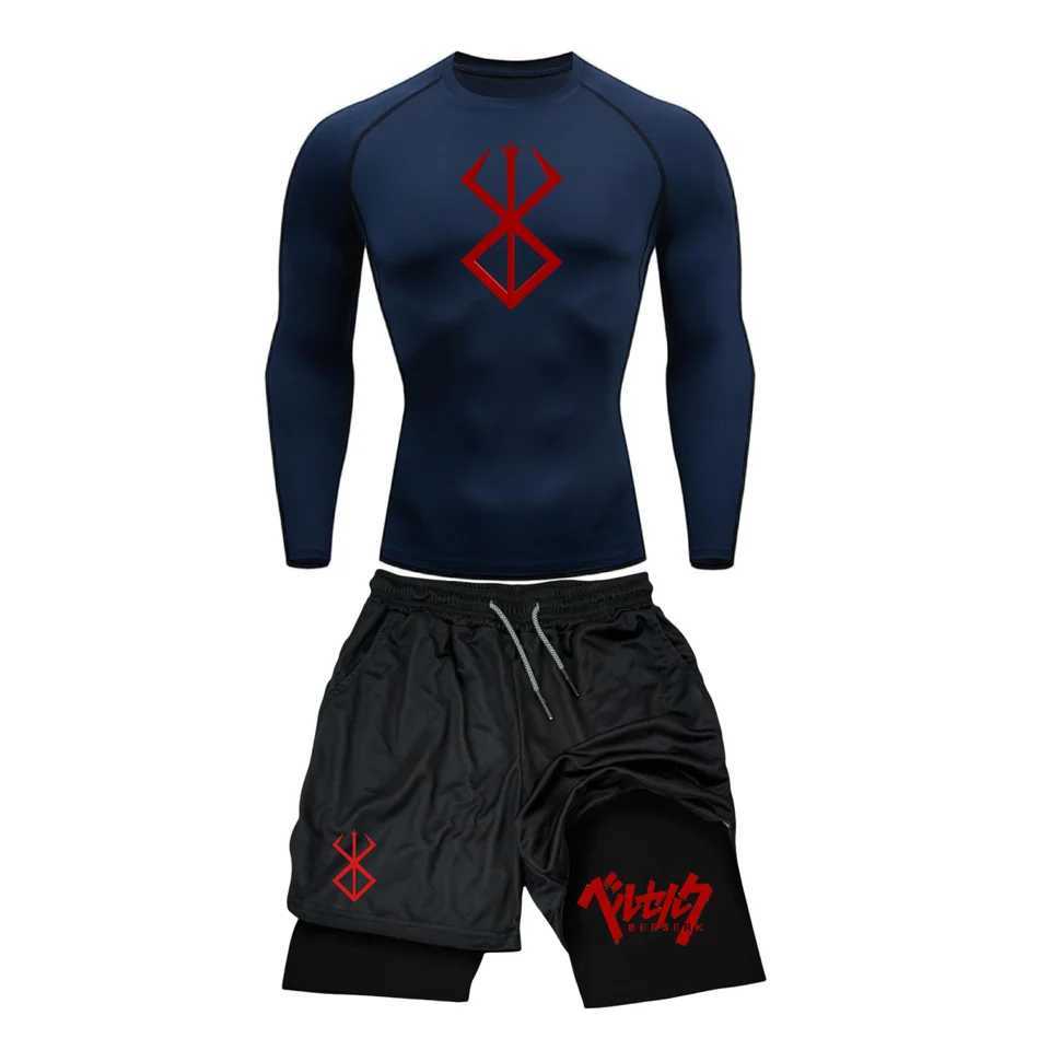 Fury Intestine 3D Printed Mens Compression Set Long Sleeve/Short Sleeve Gym Top+Exercise Short Sleeve Quick Drying Rush Protective Set X250129