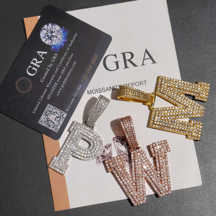 Custom personalized letters numbers name pendant 925 sterling silver Vvs moissanite cuban link chain hip hop men necklace