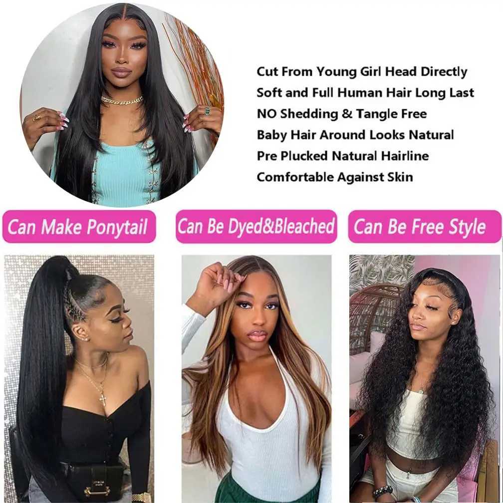 Straight Bundles and Clo Brazilian Human Hair 3 Bundles with 4x4 HD Clo Pre Plucked Natural Black Bundles with CloXJ250120