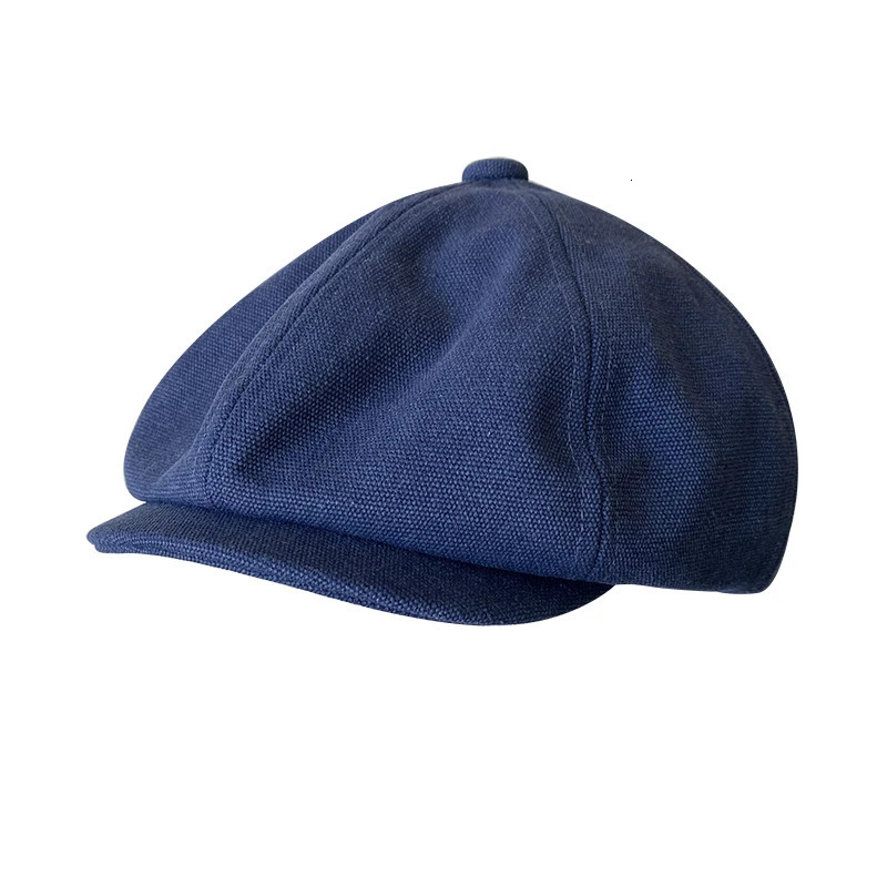 Men Vintage Cotton Bakerboy Caps sboy Hat Spring and Autumn Women Lightweight Breathable Flat Beret Hats Blue Grey BJM53 250118