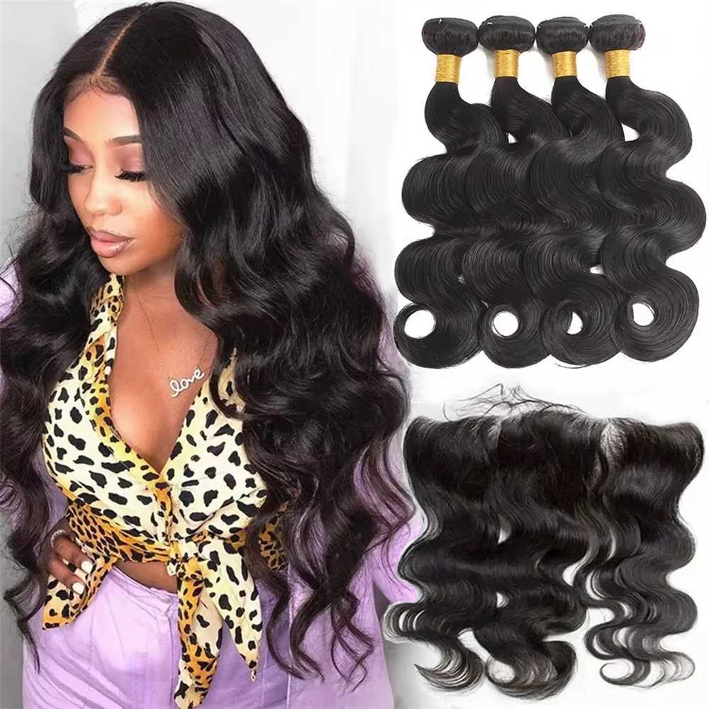 Body Wave Bundles With Clo 13x4 Brazilian Hair Weave 3 Bundles With 13x4 Lace Frontal 30 32 Inch Human Hair Bundle And FrontXJ250120
