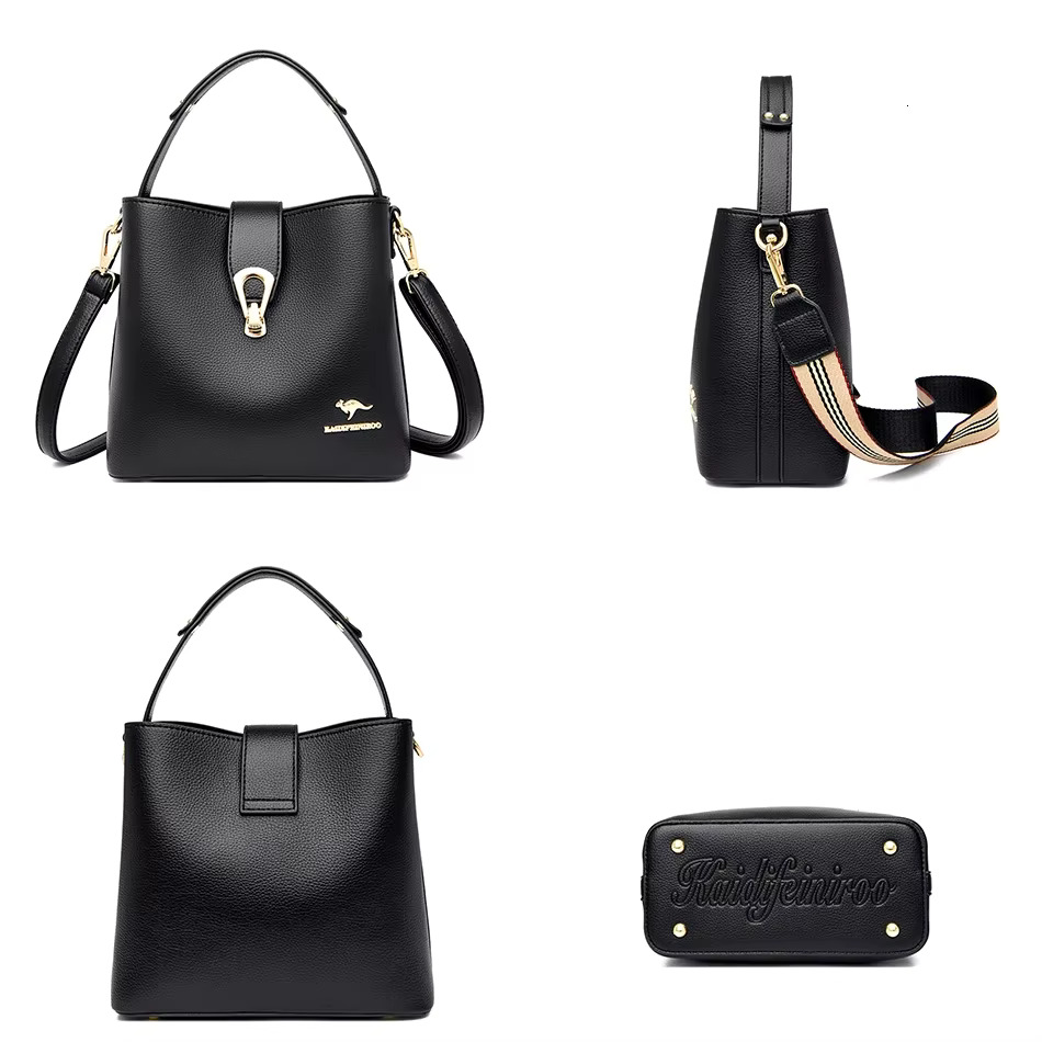 3 Layers Quality Soft Leather Handbag For Women High Capacity Designer Ladies Shoulder Messenger Bags Sac 2025