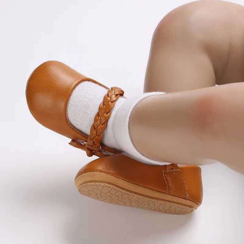 2024 Cute Baby Shoes Simple Bow Princess Shoes Baby Non slip Flat Bottom Baby Shoes Fashion Soft Bottom Pu Leather Baby Shoes X250129