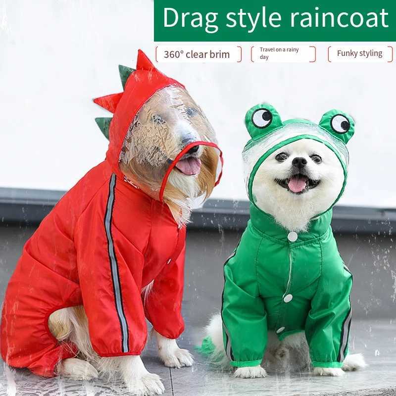 Dog Raincoat Waterproof Dogface Large Dog Rain Coat Jacket Reflective Adjustable Pet Dog Raincoat with Hood Pet SuppliesXJ250121