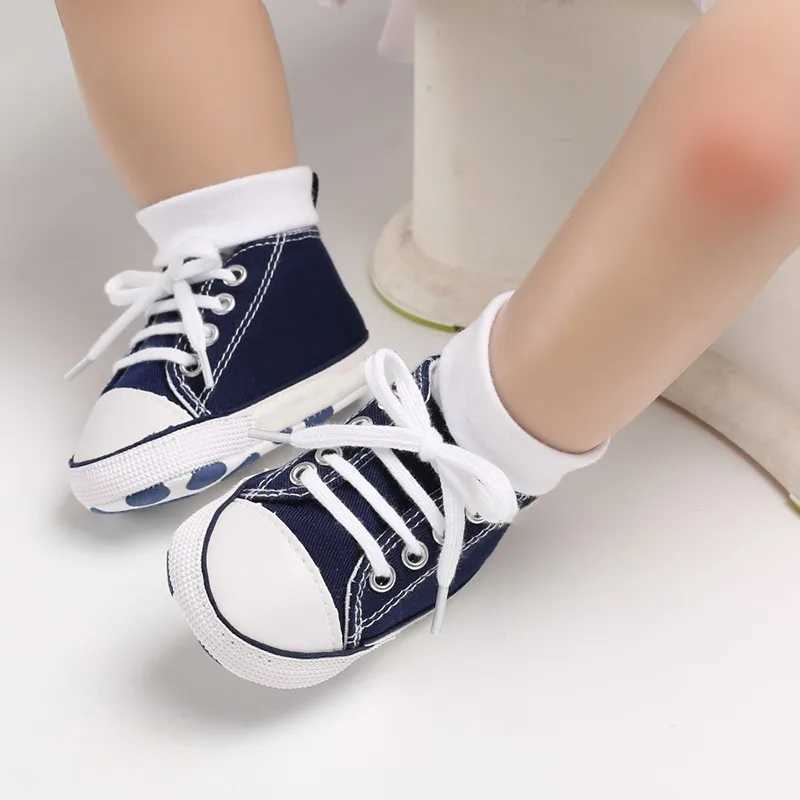 Baby canvas classic sports shoes newborn boys and girls printed celebrity first walking shoes baby anti slip baby shoes X250129