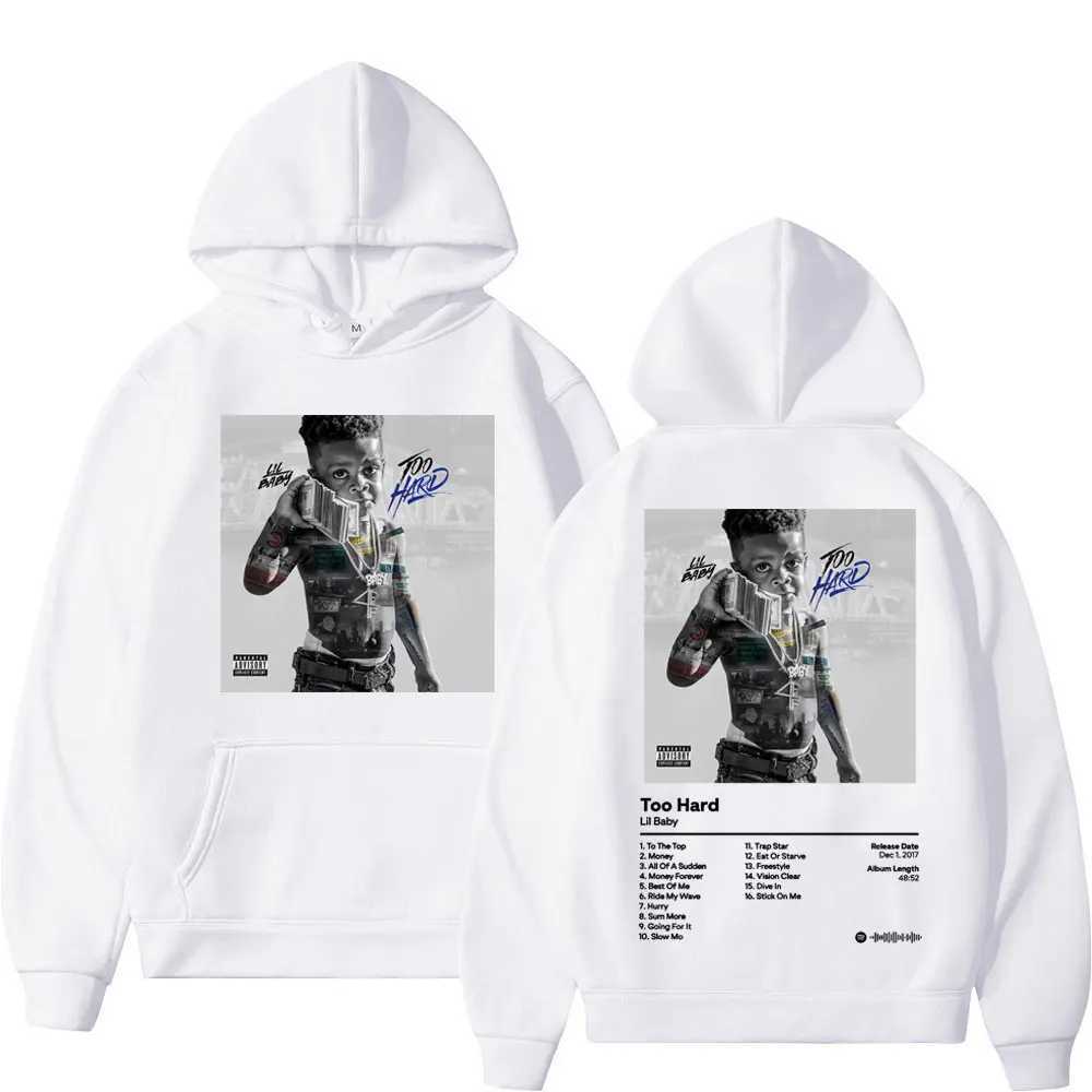 Rapper Lil Baby Music Album Too Hard Print Hoodie Autumn Winter Hip Hop Vintage Sweatshirts Unisex Fashion Trend Loose Pullovers X250129