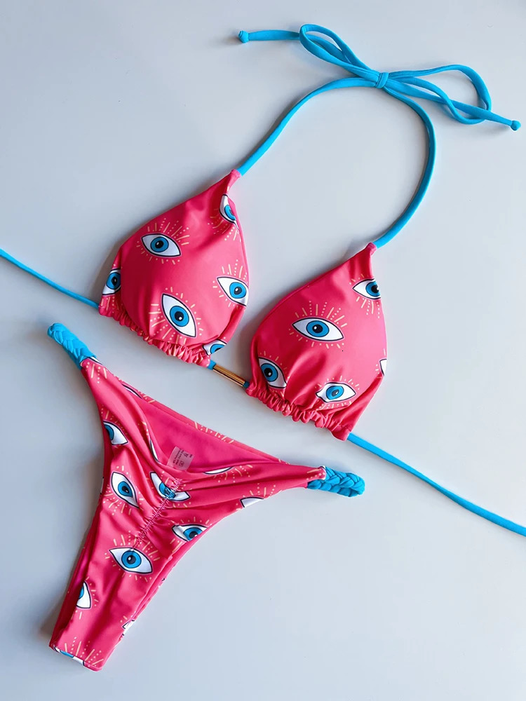 OIINAA Bikini Set Women Swimsuit Two-pieces Thongs Chic Printed Beachwear Summer 2025 Fashion Swimwear Bathing Suit Beachwear 250122