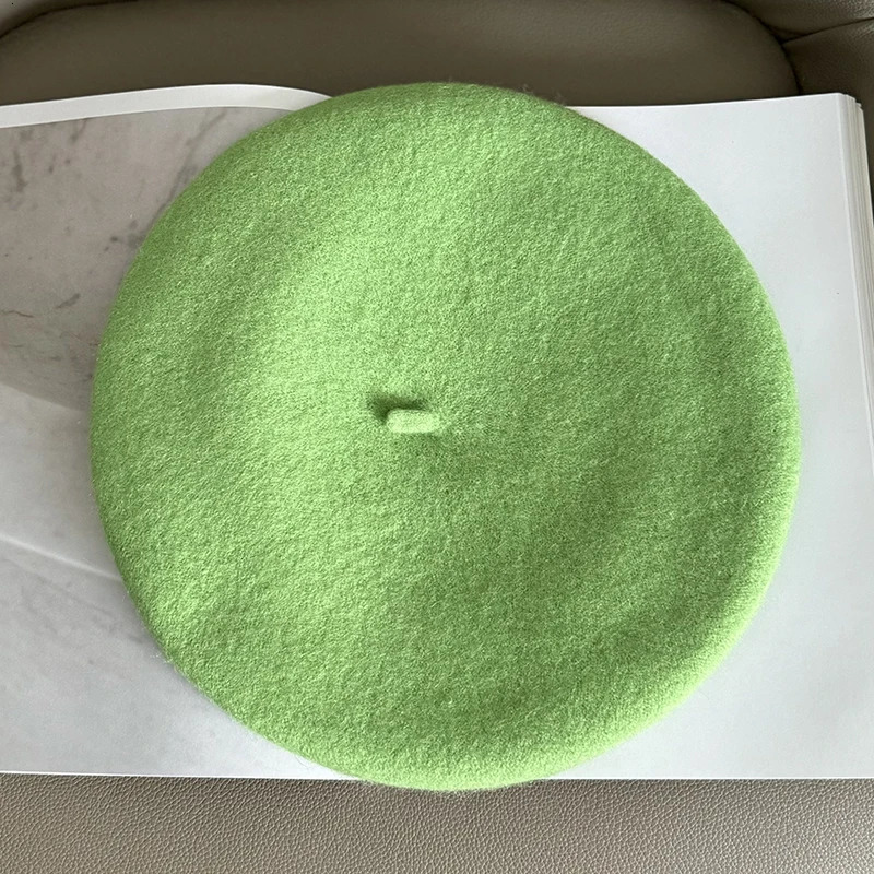 Luna Dolphin Women Autumn Winter Wool Mushroom Hat Berets Avocado Green Vintage Artist Cap Painter Beanie Hat Sweet Color Warm 250120