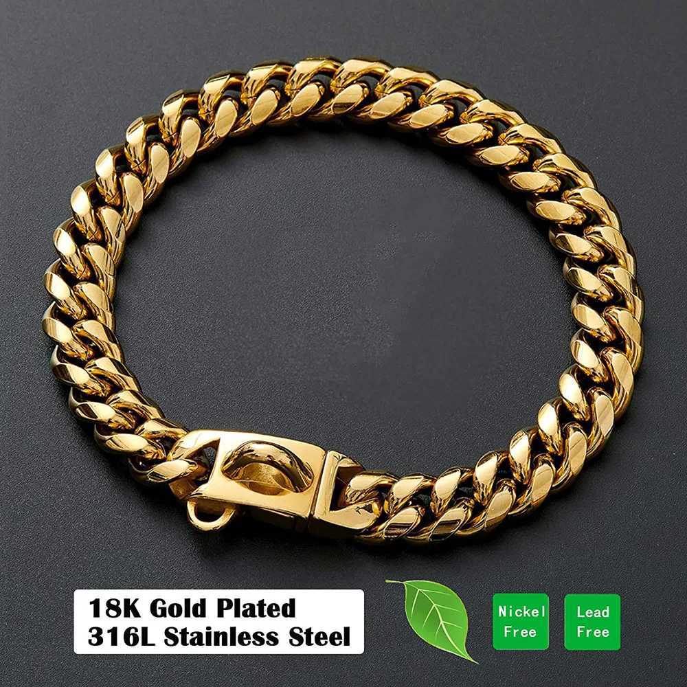 Strong Metal Dog Cuban Chain Collar Stainless Steel Pet Collar For Large Dogs Pitbull Bulldog Silver Gold Show Collar X250129