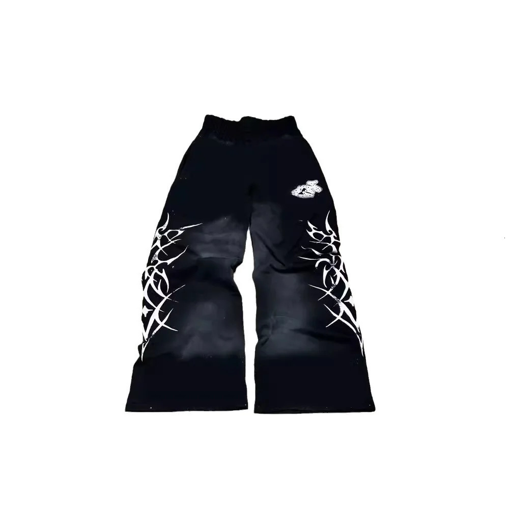 Y2k Rhinestone Loose Elastic Waist Sweatpants Casual Pants High Street Hip-Hop Rap Street Dance Dressing Streetwear Student 250120