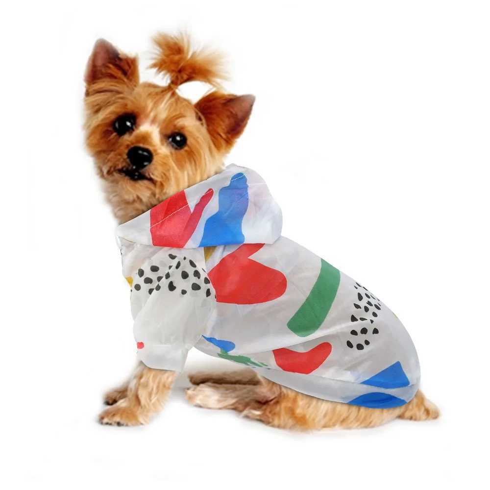 Dog Raincoat Sun-proof Clothing Summer Sun Protection Hoodie Small Dog Clothes Print Poncho For Small Medium Pets Puppy CatXJ250121